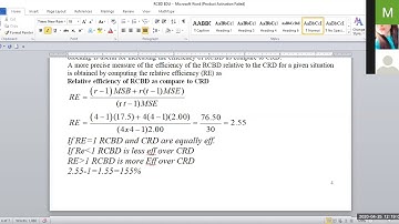 Relative Efficiency & Post HOC Test-Randomized Complete Block Design RCBD-Experimental Statistics P3