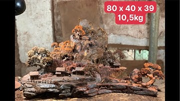 20/11/2025- tiểu cảnh thác nước// Tượng gỗ trắc Thế Quyết 0396205625