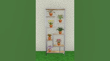 Plant Stand #11 7 Flowerpot Silver metal 6 wood colors #art #secondlife #blender #animation #game