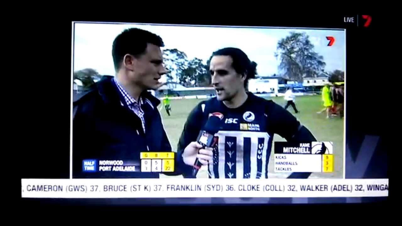 Kane Mitchell sledge and sledging back to Norwood coach mid interview