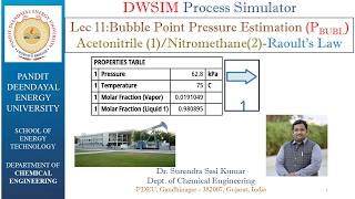 Lec 10: DWSIM- Dew Point Pressure Estimation for binary mixture of  Acetonitrile(1)/Nitromethane(2)