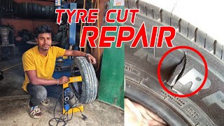 Alto tyre cut repair easy trick...🙏👍🇮🇳👍😀