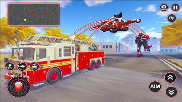 Rescue Robot Car Transform #1 Fire Truck Robot Games - Android IOS Gameplay