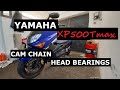 Yamaha XP500 Tmax maxi scooter cam chain, valve clearances, brake disc, head bearing, synchronizing