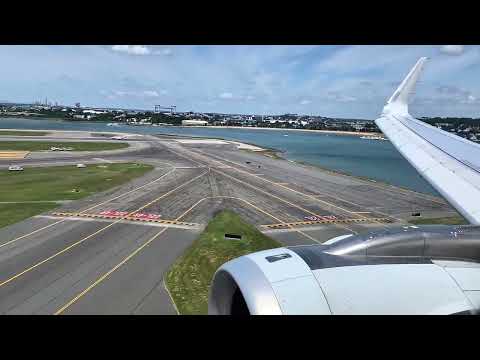 American Airlines A321Neo approach and landing in Boston Logan