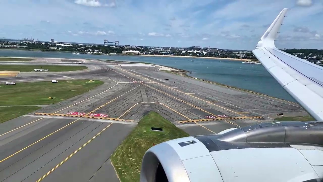 American Airlines A321Neo approach and landing in Boston Logan