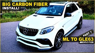 BIG Carbon fiber install.. Mercedes copart W166 ML to GLE63 look  part 7