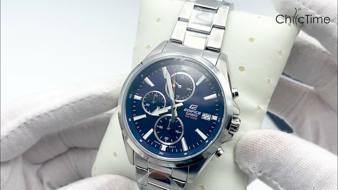 Montre Casio Edifice EFV-560D-2AVUEF Chronomètre cadran bleu - YouTube