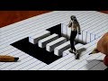 3D Trick Art on Line Paper   Girl in the Floating Crosswalk   Optical Illusion