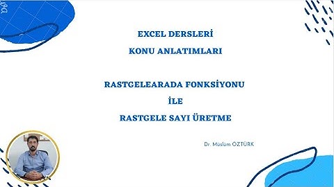 Excel 30: Rastgele fonksiyonu ile excel