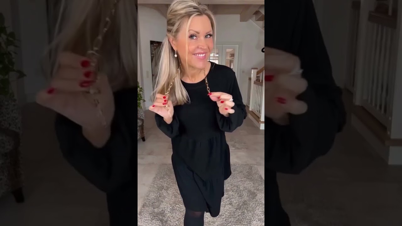 Simple solid color long sleeve dress