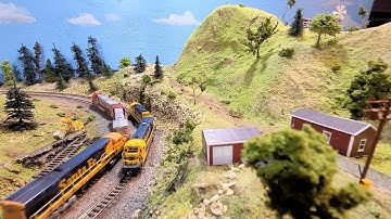 Tehachapi loop and Caliente on two hollow core doors in N scale