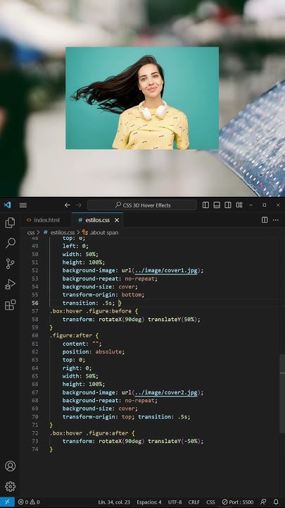 Split Image On Hover - CSS 3D Hover Effect #html5 #css #short - YouTube