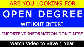 Open Degree in Telugu |Open Degree with SSC | How to Apply Open Degree Without Inter in Telangana?