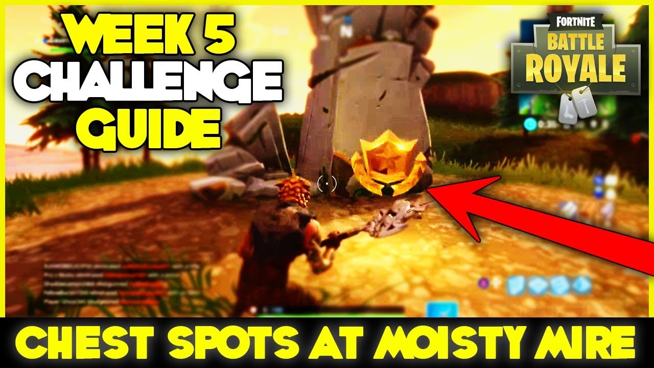 anarchy acres treasure map moisty mire chests spots week 5 challenges fortnite battle royale - week 5 challenges fortnite chest map