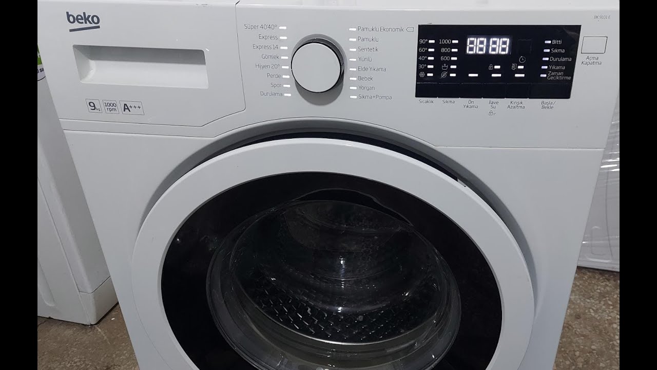 تست مود لغسالة بيكو A+++ 9k