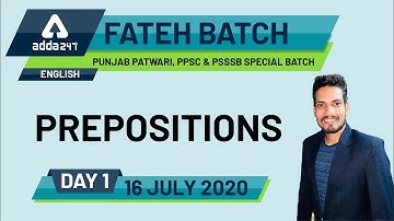 Fateh Batch | English | Prepositions | Demo Class-1 | Punjab Patwari | PPSC & PSSSB
