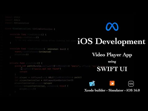 Video Player using Swift UI | Meta iOS Development | iOS 16.0 | Simulator |Storyboard|ViewController