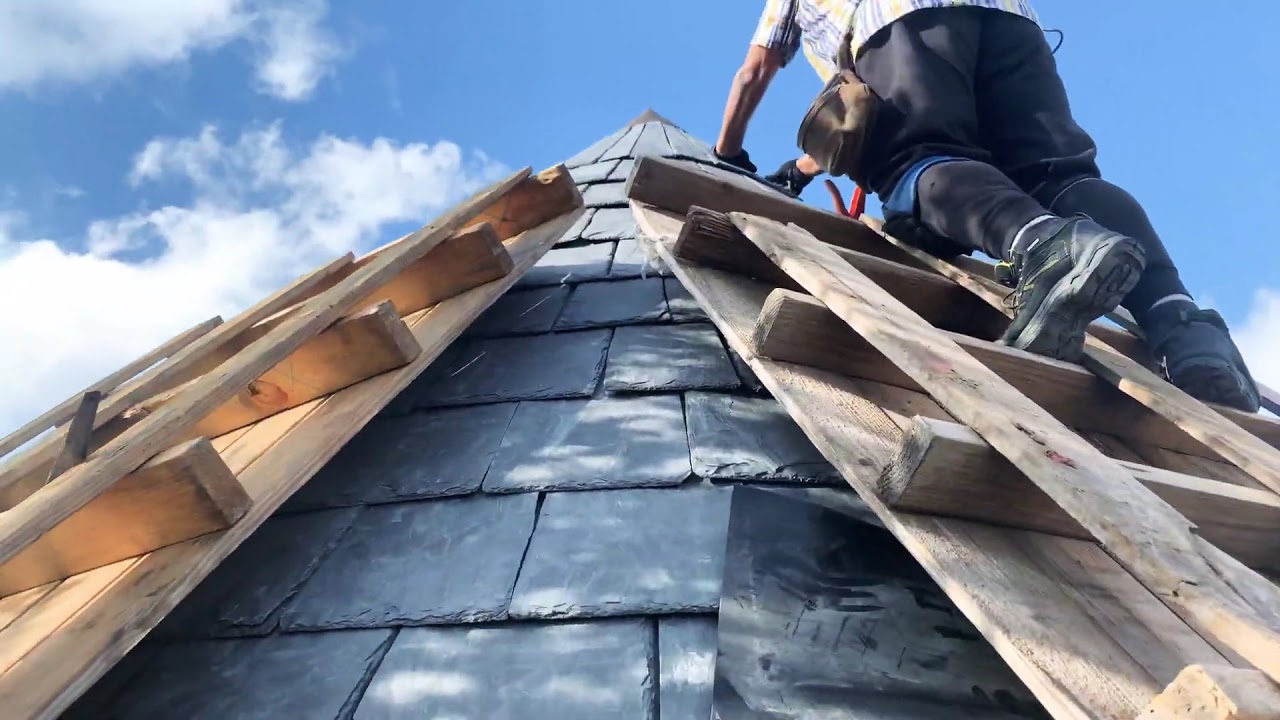 SlatePro - How to roof a slate turret. - YouTube