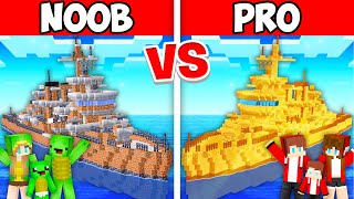 Mikey Family & JJ Family - NOOB vs PRO : Warship Build Challenge in Minecraft