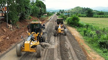 Step-by-Step Mixing Gravel for New Foundation Road Construction Using Road Making Machinery