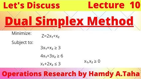 Dual Simplex Method , Operations Research by Hamdy A.Taha