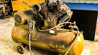 Restore Rusty Old Air Compressor \/\/ Classic Large Air Compressor Revived By Restoration Genius