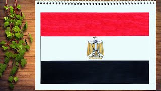 Egyptian Flag Drawing-How to Draw Egypt Flag Step by Step-رسم علم مصر سهل | رسم علم مصر بطريقه جميله