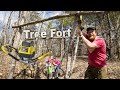 Jiffy Ice Auger Tree Fort Build-Day 7 of 30 Day Survival Challenge Maine Lockdown