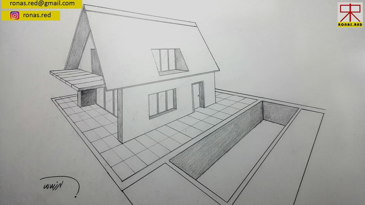 nasil iki noktali perspektif kullanilarak ev cizilir how to draw a house perspektif house evler