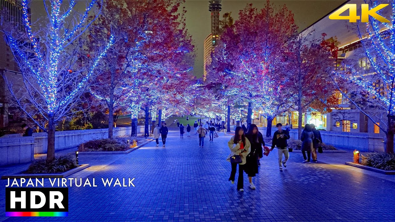 Japan - Yokohama Christmas Lights Walking Tour • 4K HDR - YouTube