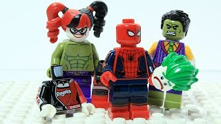 Lego Spiderman Wrong Heads Machine Hulk Joker Harleyquinn Superhero Funny Cartoon