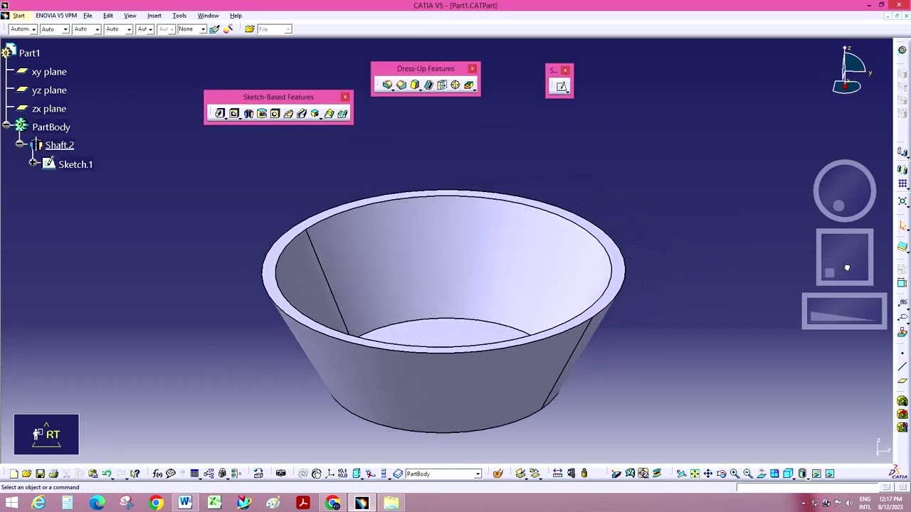 Catia Tutorial I Shaft Command in  Catia Part Design I Tutorial-18
