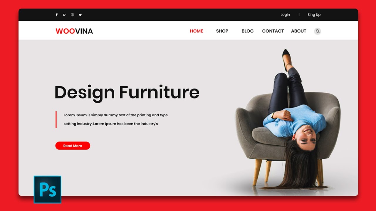 Furniture UI UX Website Design In 10 Minutes in Photoshop | Web Design ...