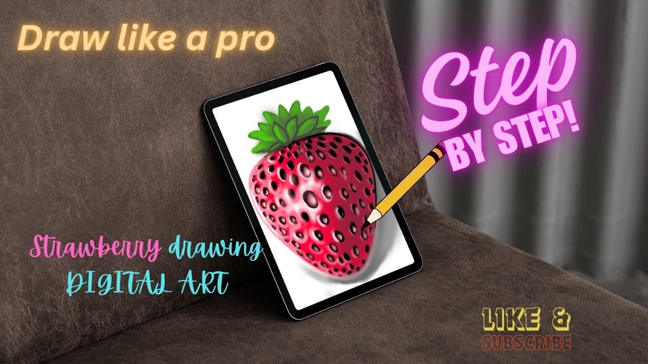 How to draw like a pro| strawberry drawing🍓|step by step Digital art # ...
