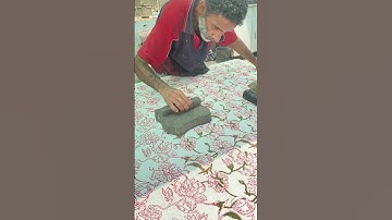 Bold Red Floral Block Print on White Fabric 🌸✨ #fyp