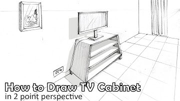 How to draw a TV Cabinet in 2 Point Perspective | Step by step