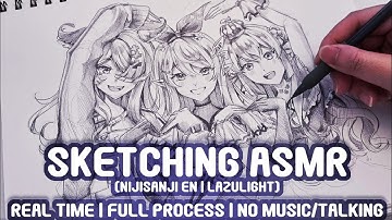 Sketching ASMR | Real Time & Full Process | No Talking/Music