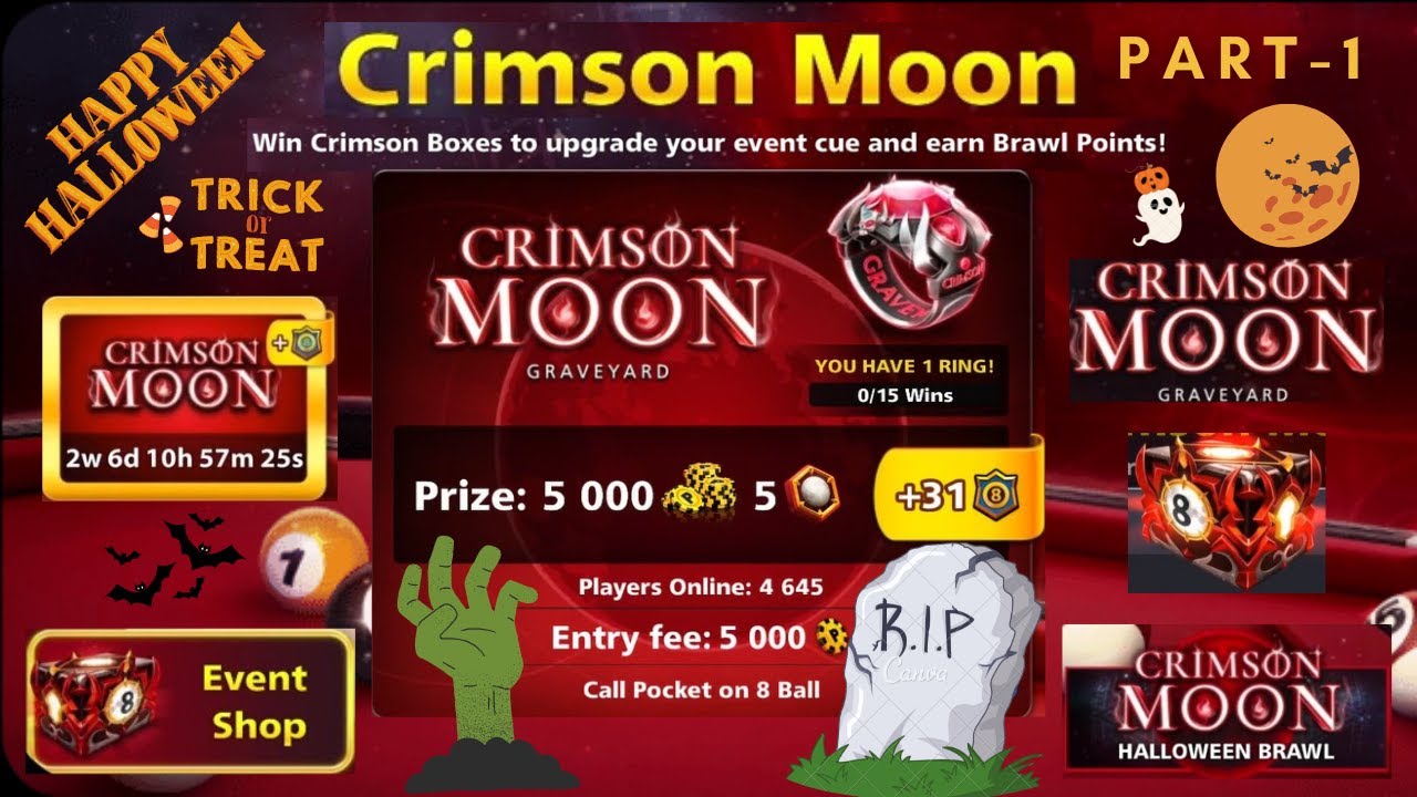 8 BALL POOL CRIMSON MOON TABLES PART - 2 GRAVEYARD TABLE COMPLETE + FREE NEW RING ( PART 1 of 2 ) 👻😈