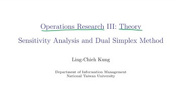 [OR3-Theory] Lecture 3: Sensitivity Analysis and Dual Simplex Method #1 Introduction
