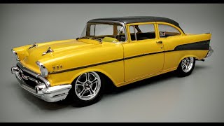 1957 Chevy Bel Air RestoMod 1/25 Scale Model Kit Build How To Assemble Mask Paint Interior Dashboard