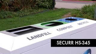 Multi stream recycling bin, 3 stream steel recycle unit, custom waste receptacle 1