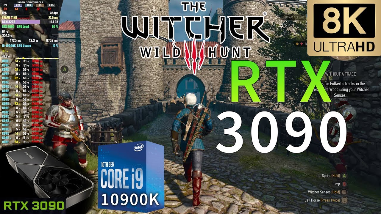 The Witcher 3 8K | RTX 3090 | i9 10900K 5.2GHz | Ultra Settings