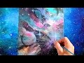 Cosmic cluster fluid art acrylic space painting stepbystep