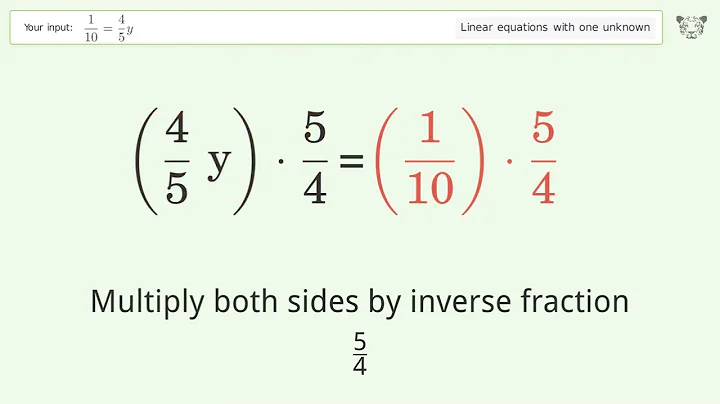 Linear equation with one unknown: Solve 1/10=4/5y step-by-step solution