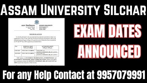FYUG REMAINING EXAM DATES ANNOUNCED| ASSAM UNIVERSITY SILCHAR | KALI CHARAN DEB