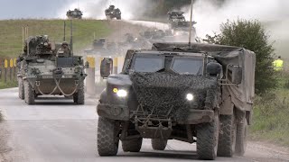Large convoy of US Army vehicles in UK