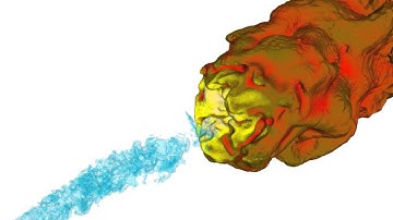 Large Eddy Simulation of the ignition of a turbulent methane jet (AVBP - CERFACS).