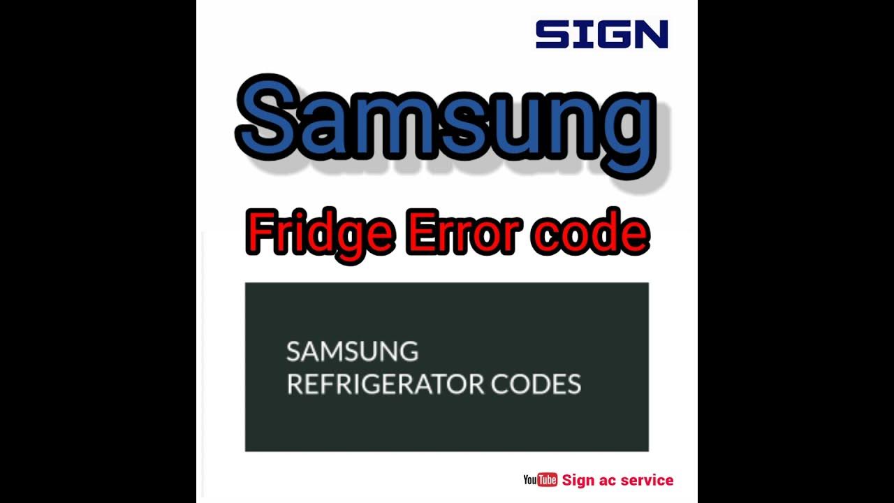 Samsung fridge error code in tamil/refrigerator error code YouTube