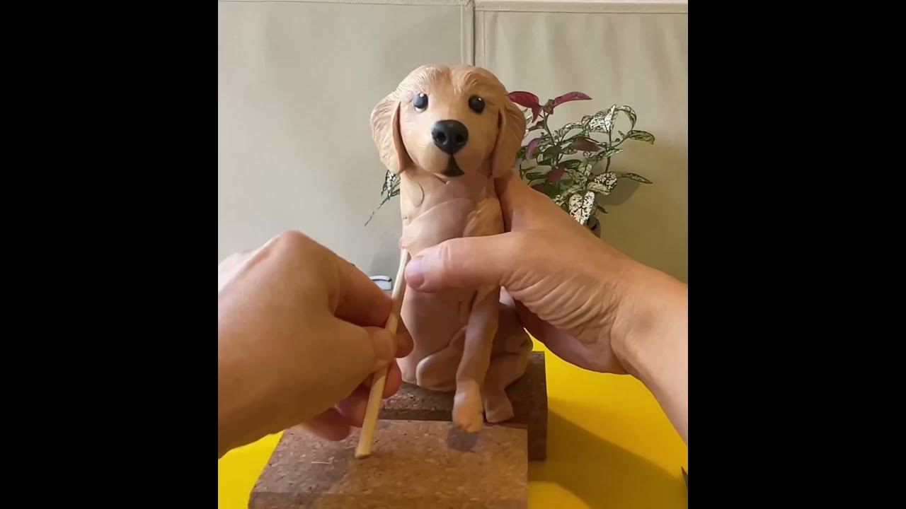 A Dog (Golden Retriever) handmade from polymer clay, the full sculpturing  process【Clay Artisan JAY】 